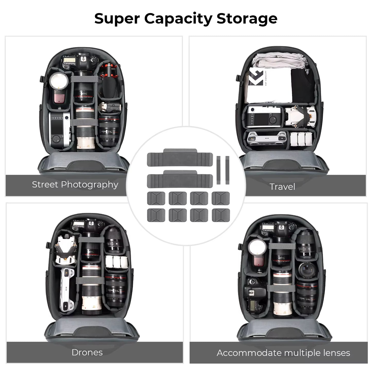 22L Camera Backpack Photography Bag Waterproof Large Capacity Camera Bag with Raincover for DSLR Camera