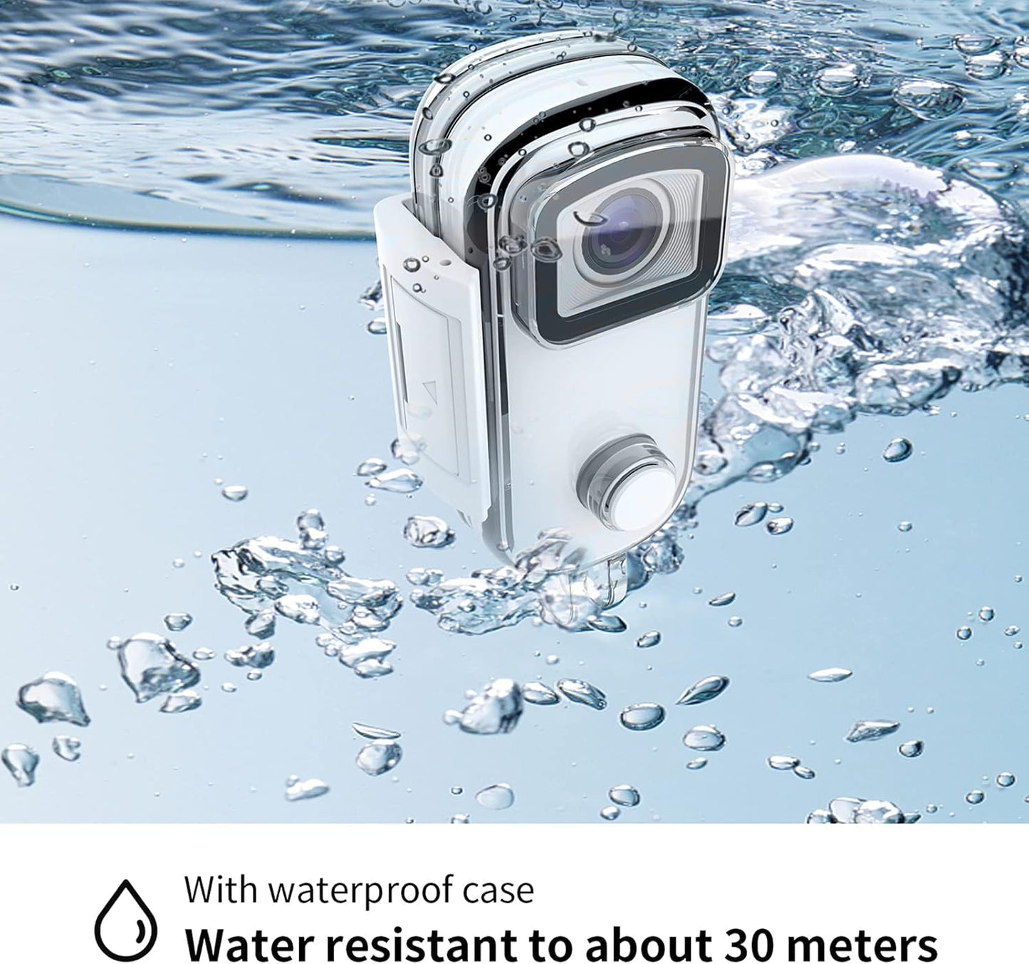C100 Small Action Camera, Weighs 1 Oz, 1080P 30FPS Waterproof Sports Video Wifi 15MP Cameras with Wearable Accessories for Travel, Sports, Vlog(White)