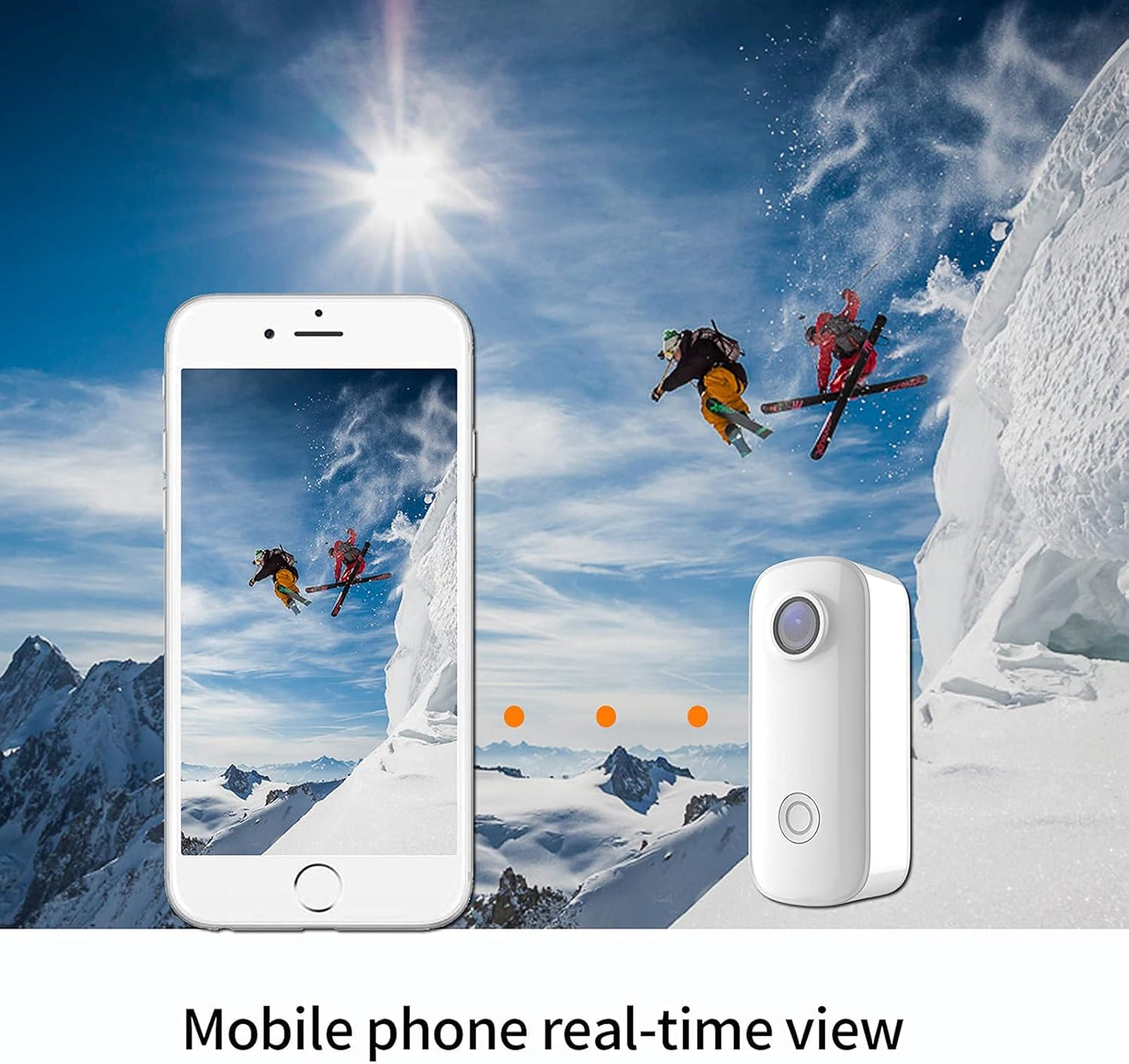 C100 Small Action Camera, Weighs 1 Oz, 1080P 30FPS Waterproof Sports Video Wifi 15MP Cameras with Wearable Accessories for Travel, Sports, Vlog(White)