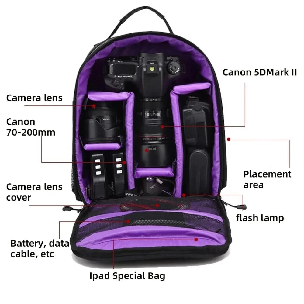 Multi-Functional Outdoor Camera Backpack Video Digital Shoulder Camera Bag Waterproof Camera Photo Bag Case for DSLR Sony