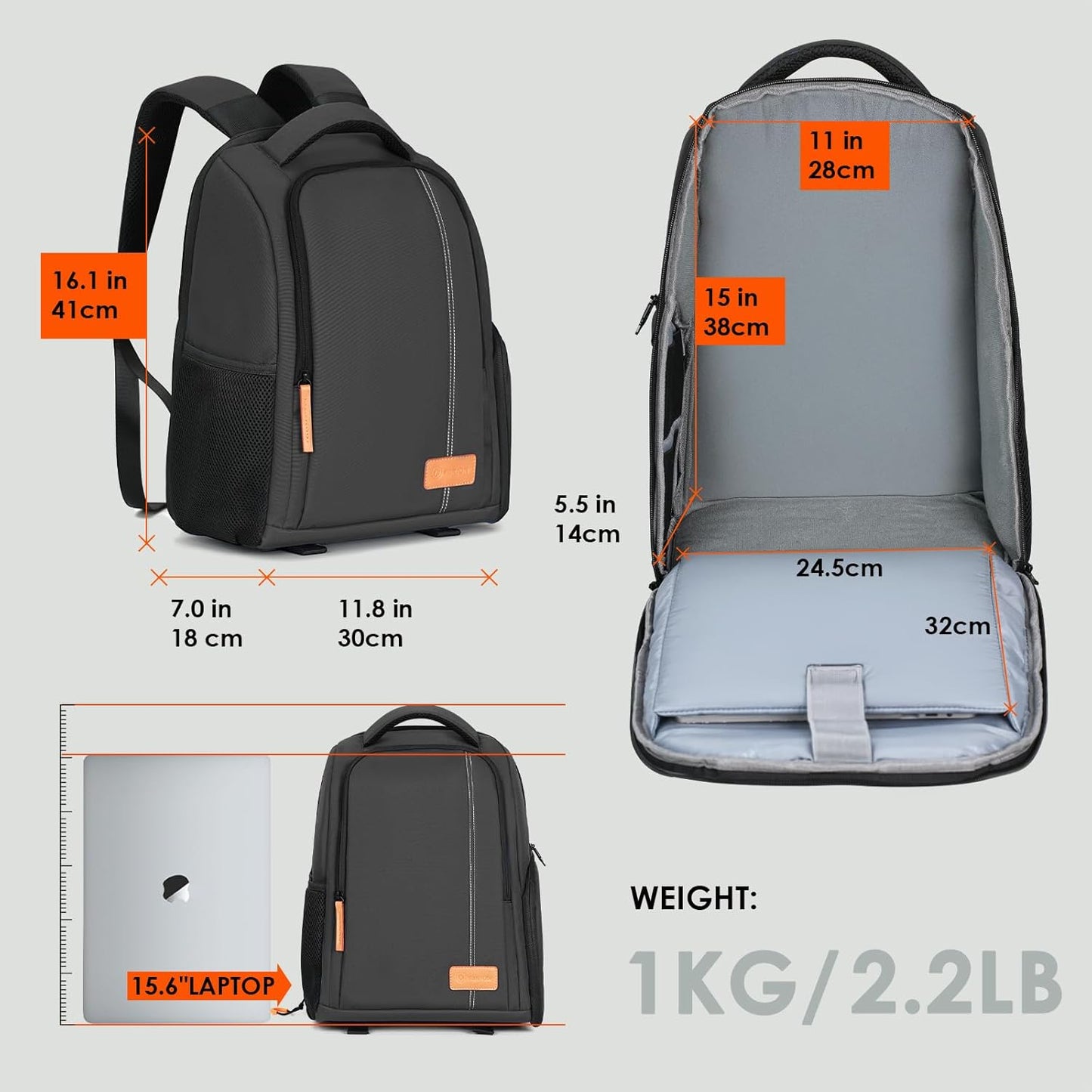 Large Camera Backpacks for Photographers - Waterproof Camera Bag Photography Backpack with 15.6" Laptop Compartment Rain Cover Side Access Tripod Holder(Tb04 Black)