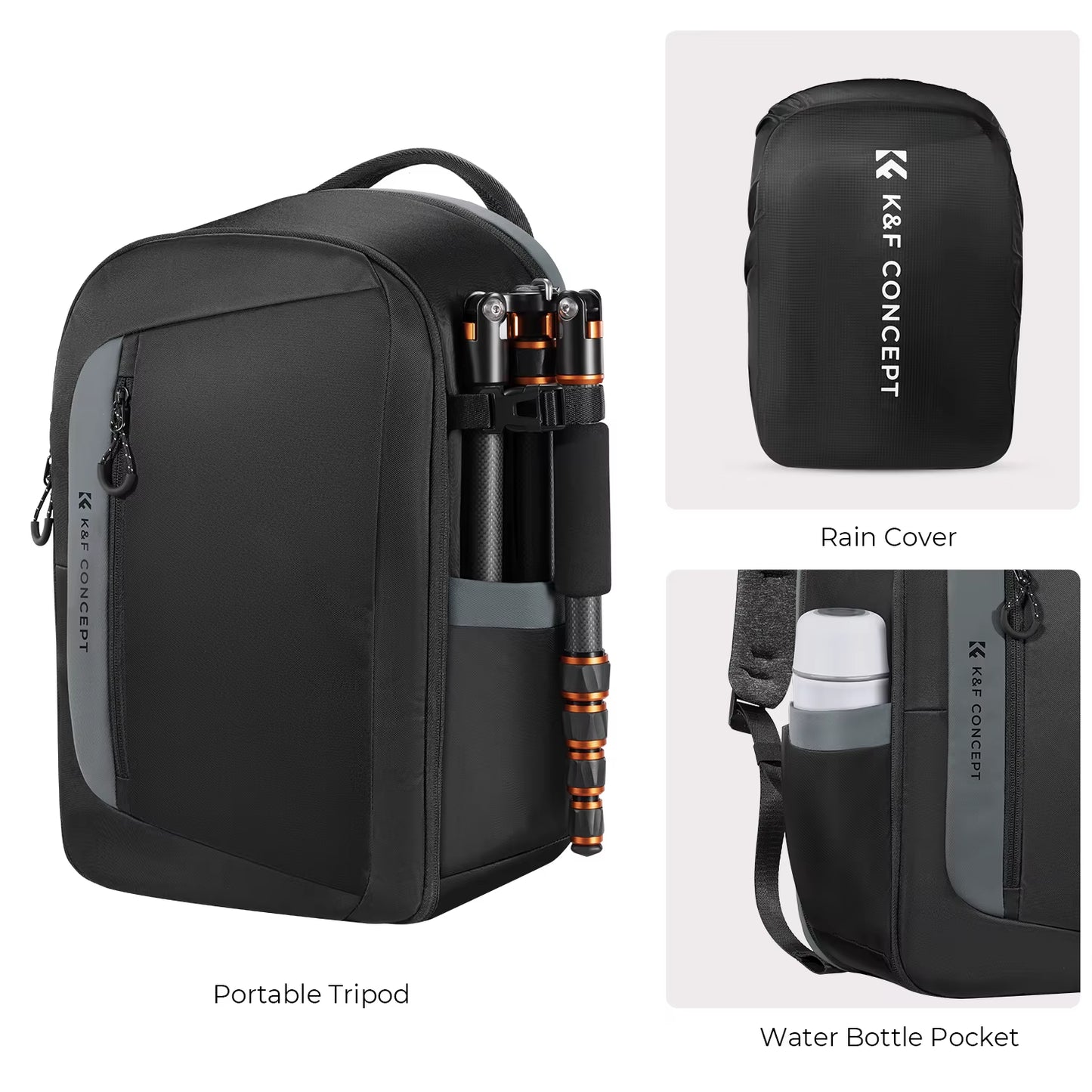 22L Camera Backpack Photography Bag Waterproof Large Capacity Camera Bag with Raincover for DSLR Camera