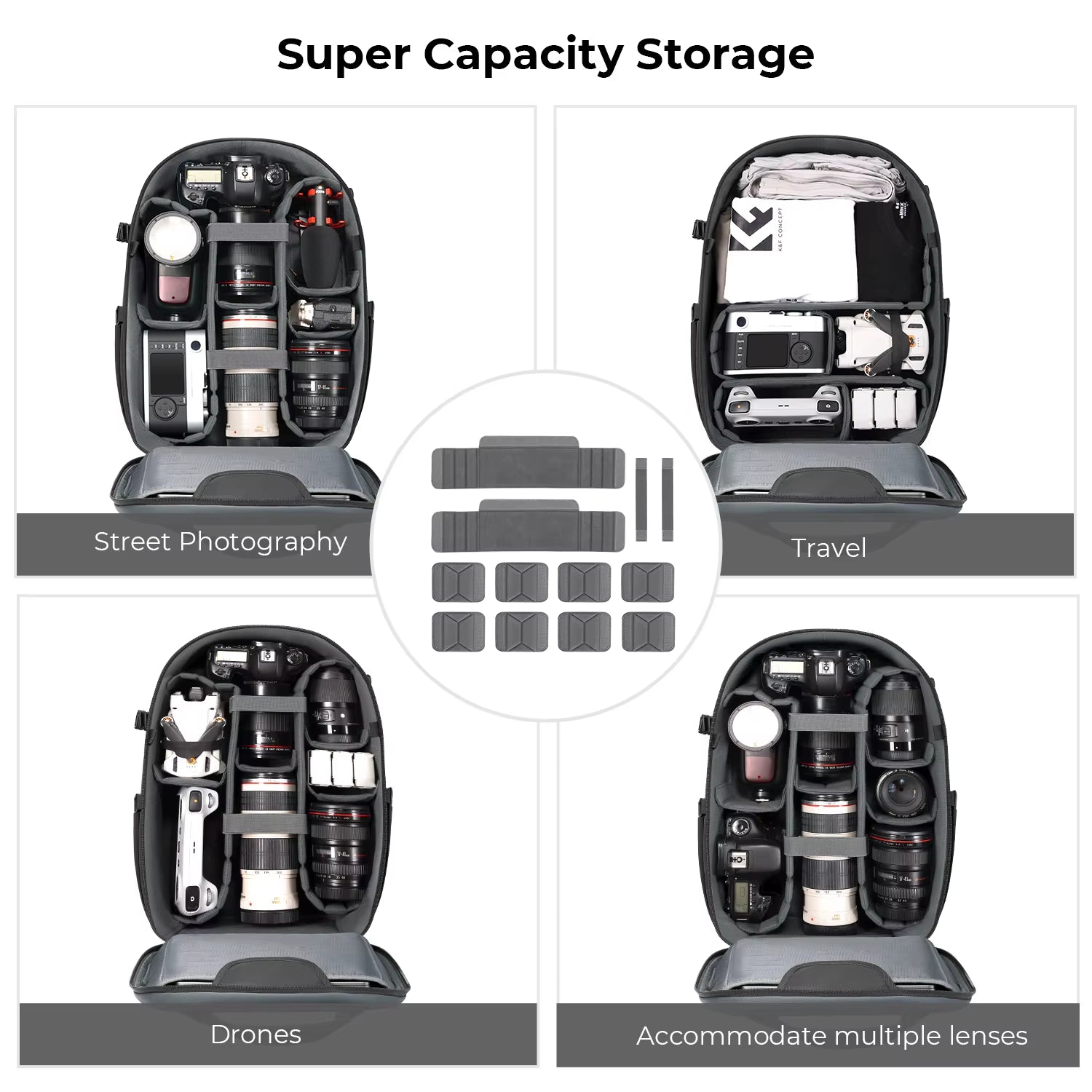 22L Camera Backpack Photography Bag Waterproof Large Capacity Camera Bag with Raincover for DSLR Camera