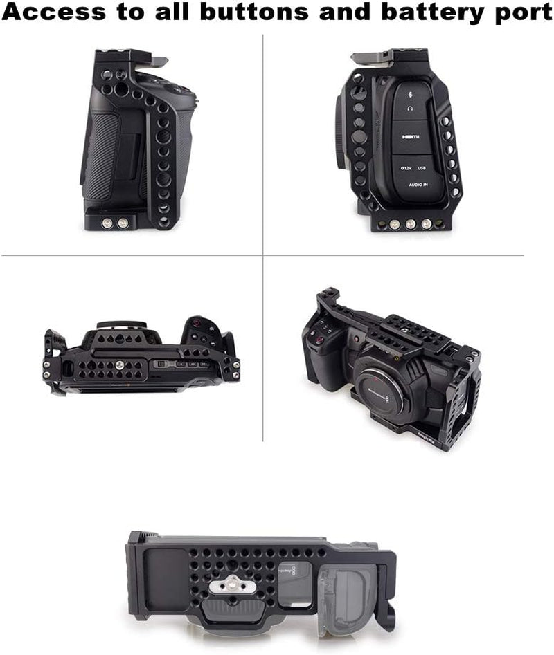 BMPCC 4K /BMPCC 6K Camera Cage with Cold Shoe for Blackmagic Design Pocket Cinema Camera 4K & 6K