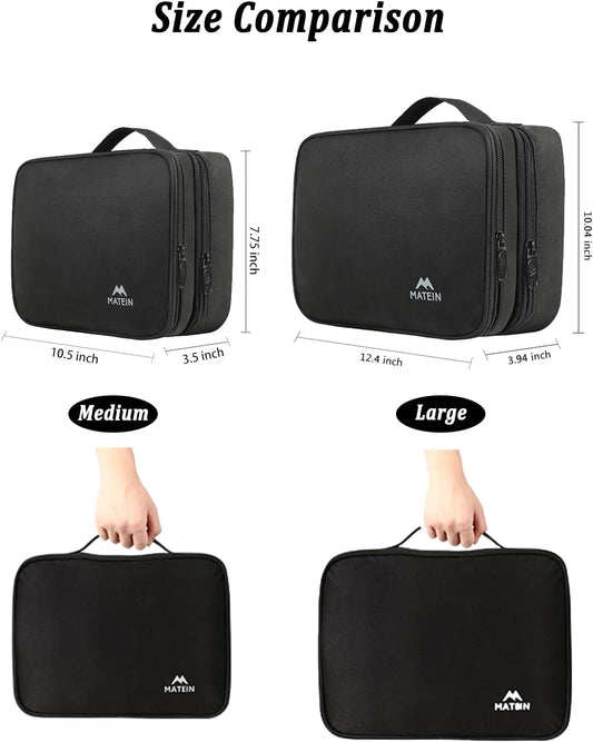 Electronics Organizer Travel Case, Water Resistant Cable Organizer Bag for Travel Essentials, Gifts for Men, Storage Bag for Camera Accessories, Phone, Cord & Tablet, Black