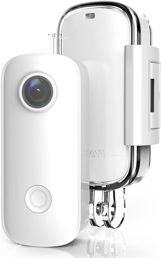 C100 Small Action Camera, Weighs 1 Oz, 1080P 30FPS Waterproof Sports Video Wifi 15MP Cameras with Wearable Accessories for Travel, Sports, Vlog(White)